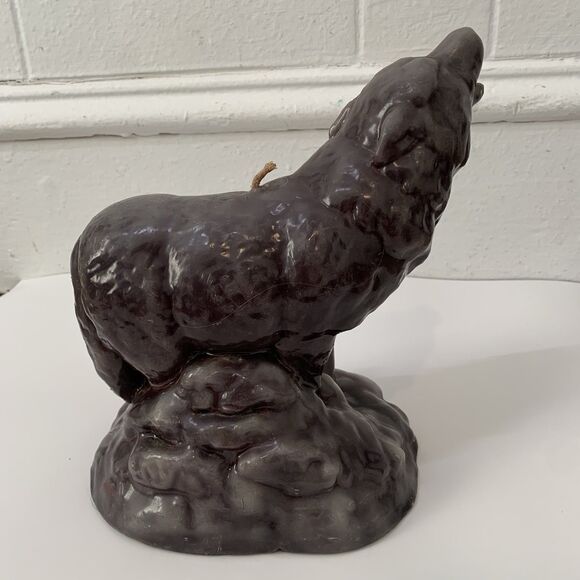 Vtg Wolf Cub Family Howling Wax Shaped Candle 9” Tall Grey Mythical - Picture 3 of 6